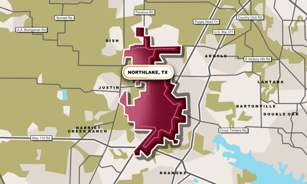 a drawn out map of Northlake, TX